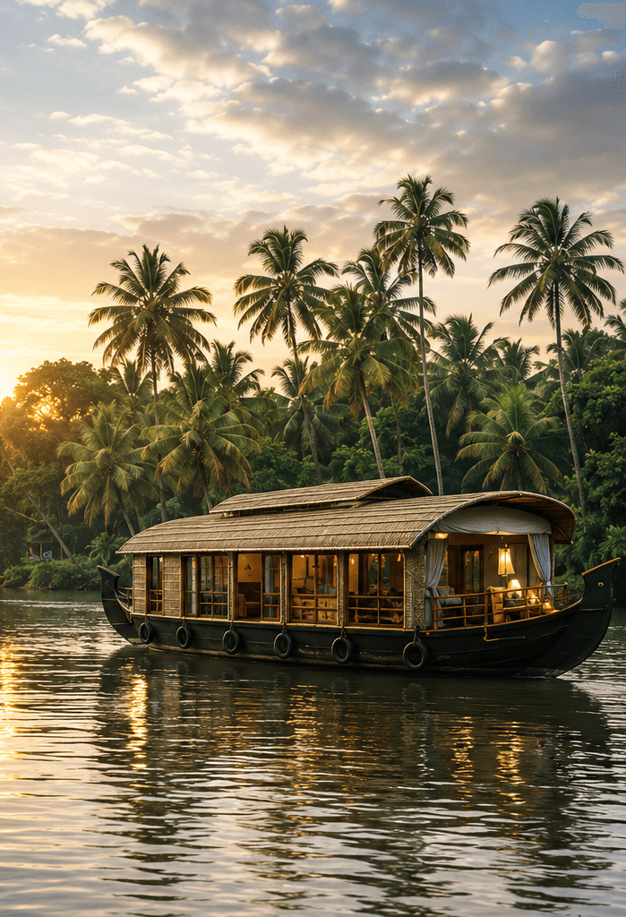 Traditional Kerala houseboat on backwaters — the spirit of Malabar Reserve